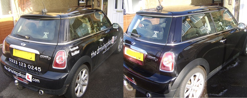 Driving School sign writing graphics and wrap removal