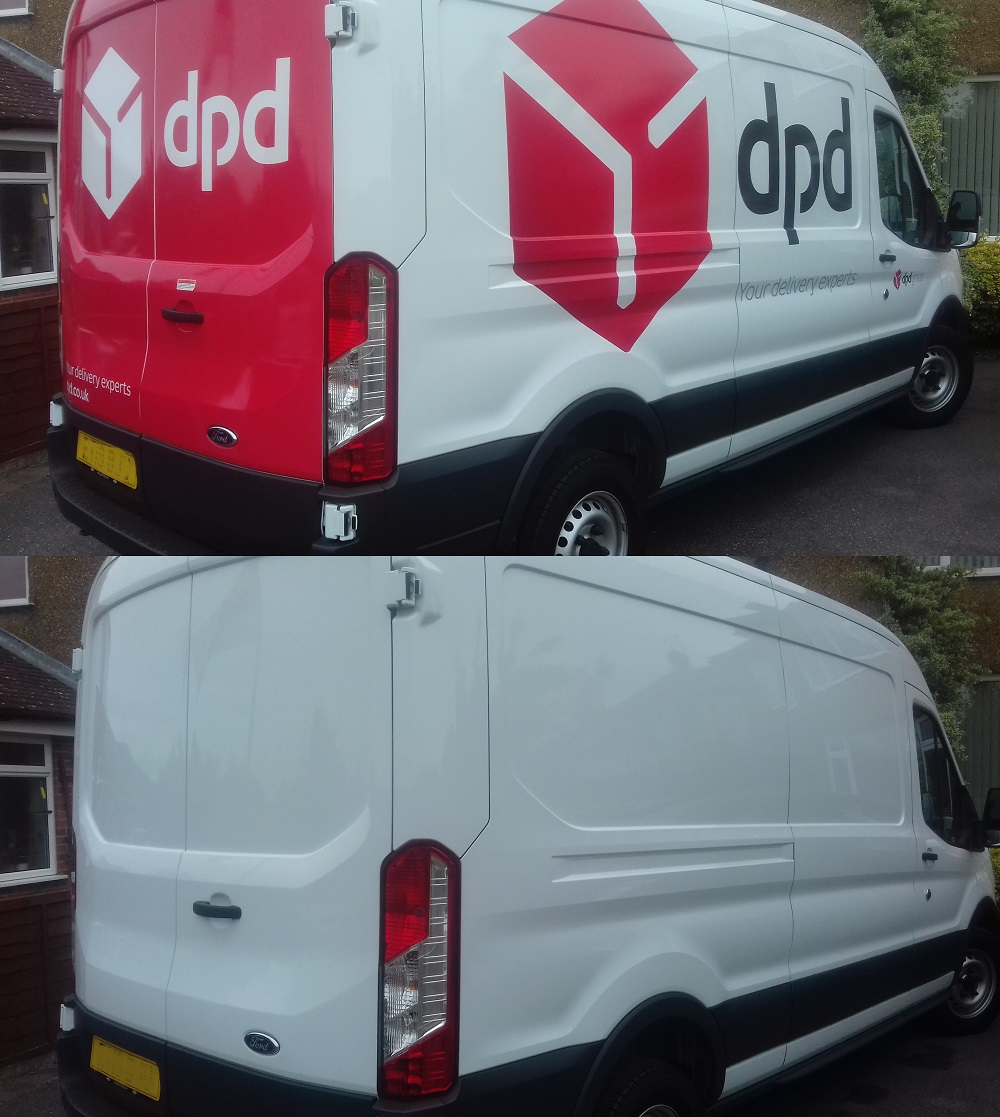 Vinyl sign, graphics, decal and wrap removal for DPD delivery vans and ...